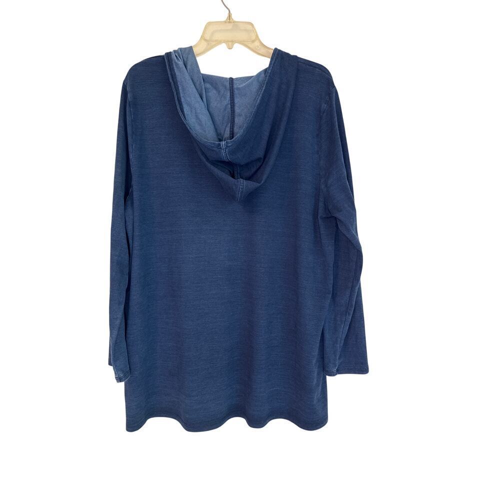 Pure J Jill Women's Indigo Wrap Style Tunic Hoodie Long Sleeve Pockets Size XL - Picture 2 of 9